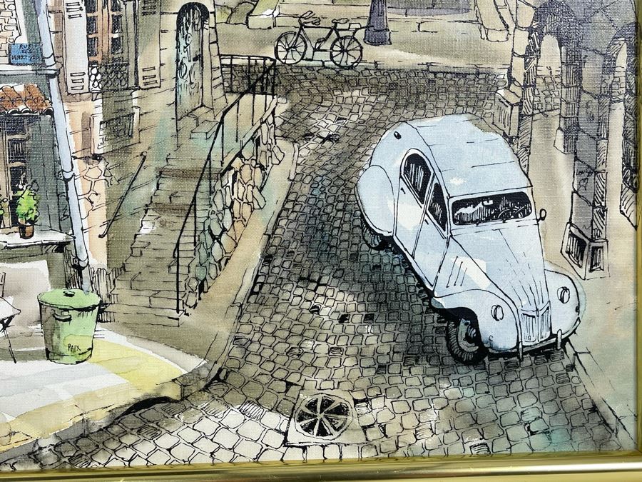 Original Pierre Perspective Painting On Canvas Titled 'La Taillade' Parisian Street Artist Paris France Montmartre 29 X 24 [Photo 6]