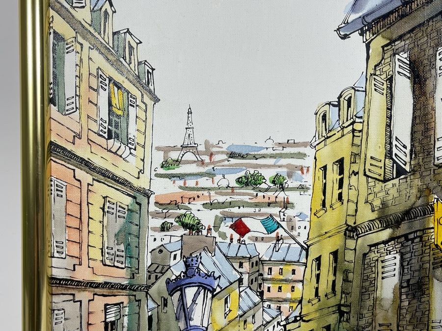 Original Pierre Perspective Painting On Canvas Titled 'La Taillade' Parisian Street Artist Paris France Montmartre 29 X 24 [Photo 5]