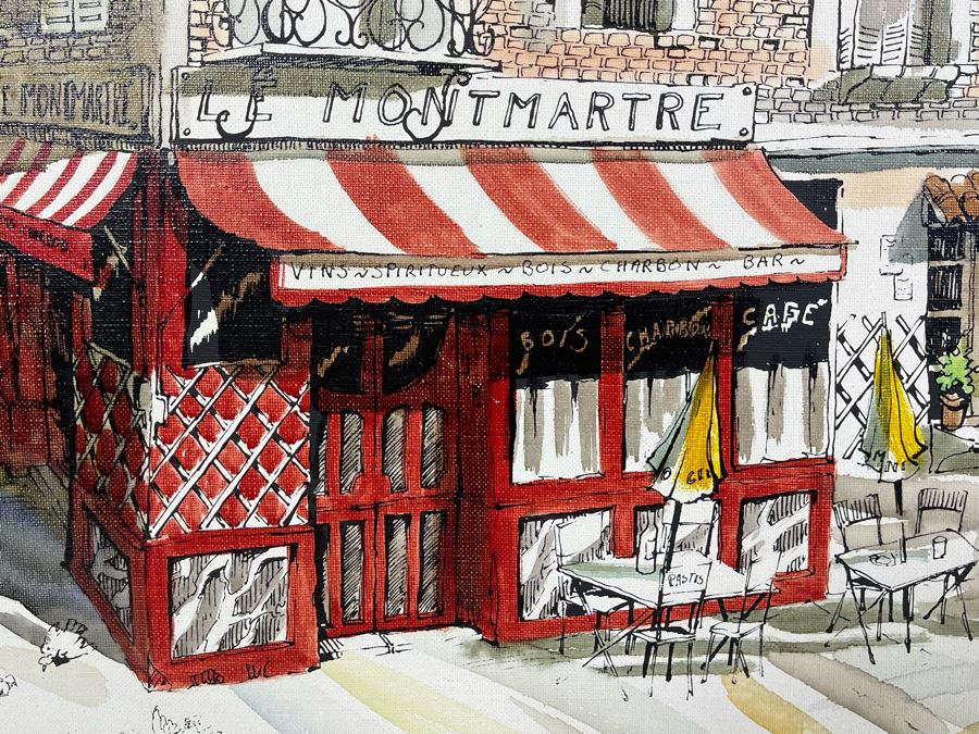 Original Pierre Perspective Painting On Canvas Titled 'La Taillade' Parisian Street Artist Paris France Montmartre 29 X 24 [Photo 3]