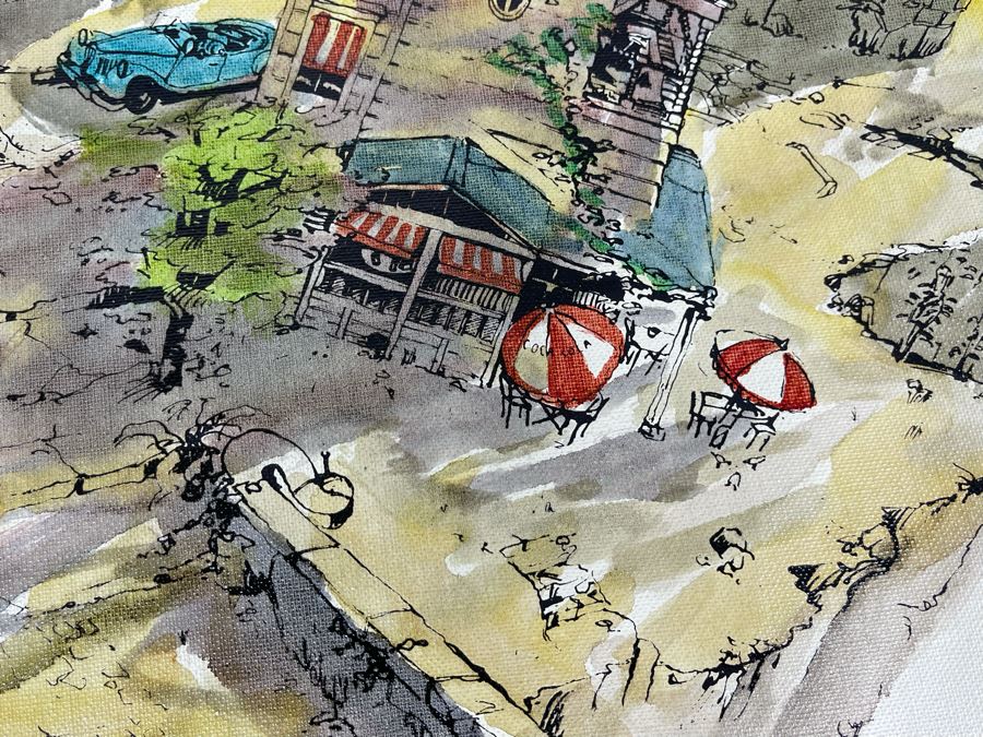 Original Pierre Perspective Painting On Canvas Of Cataclysmic San Francisco Skyline Pierre Was A Parisian Street Artist Paris France Montmartre 33 X 28 [Photo 17]