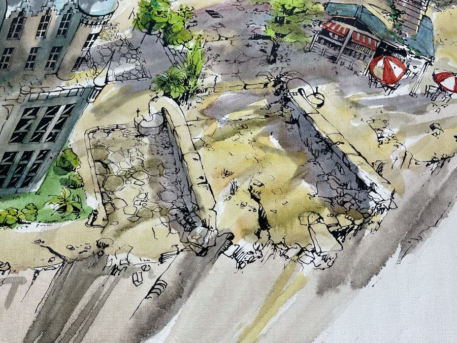 Original Pierre Perspective Painting On Canvas Of Cataclysmic San Francisco Skyline Pierre Was A Parisian Street Artist Paris France Montmartre 33 X 28 [Photo 18]