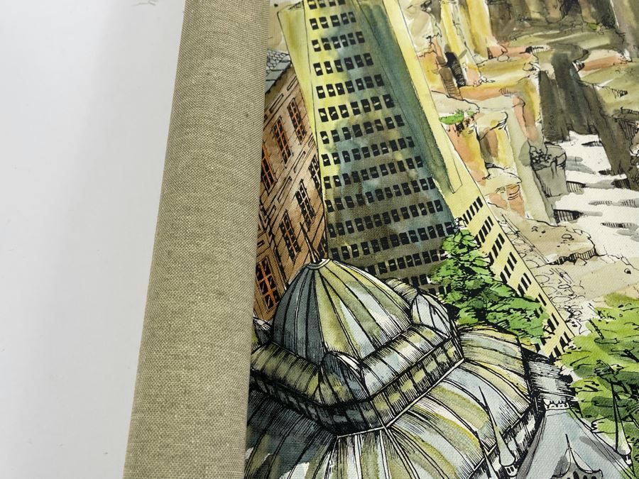 Original Pierre Perspective Painting On Canvas Of Cataclysmic San Francisco Skyline Pierre Was A Parisian Street Artist Paris France Montmartre 33 X 28 [Photo 21]