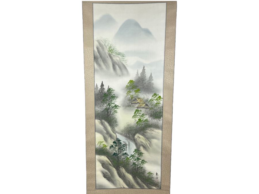 Original Chinese Landscape Scroll Painting 14.5 X 40.5 Scroll Is 64L [Photo 1]