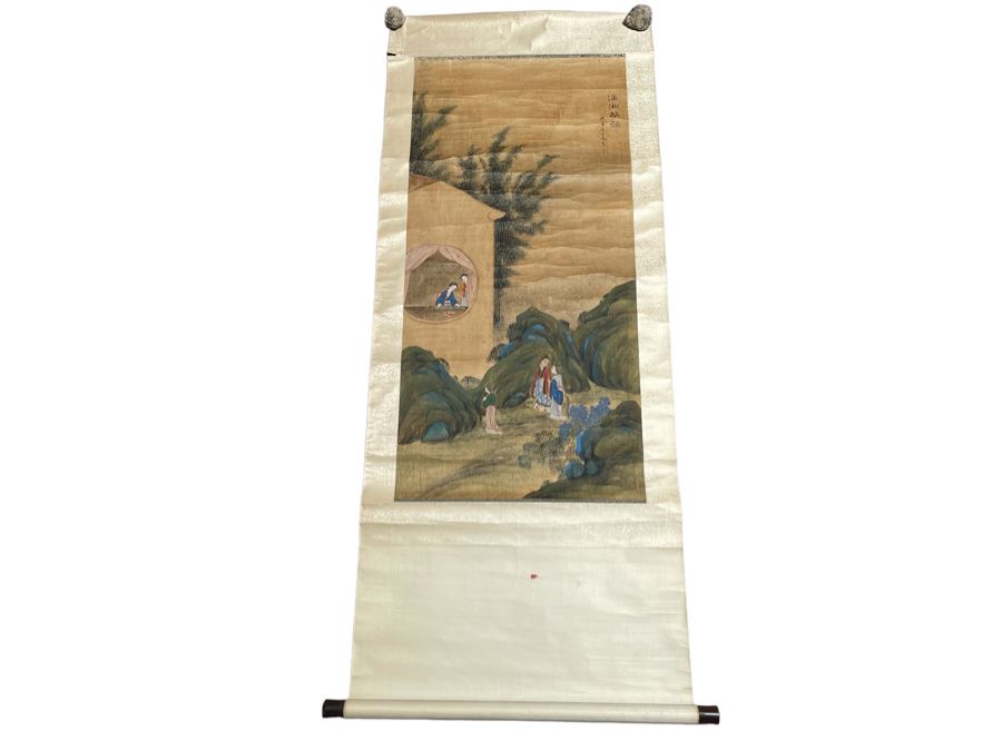 Original Vintage Chinese Scroll Painting - See Photos For Some Damage To Paper 20.5W X 42.5H [Photo 2]