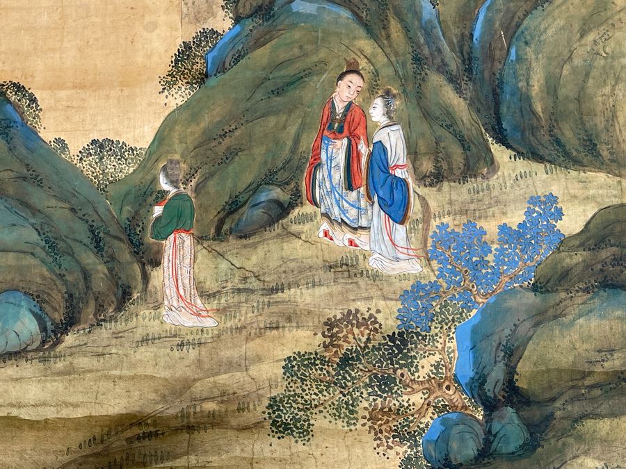 Original Vintage Chinese Scroll Painting - See Photos For Some Damage To Paper 20.5W X 42.5H [Photo 4]