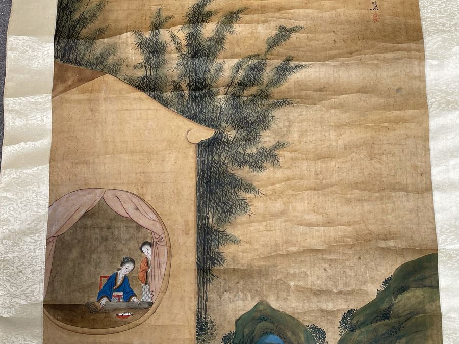Original Vintage Chinese Scroll Painting - See Photos For Some Damage To Paper 20.5W X 42.5H [Photo 7]