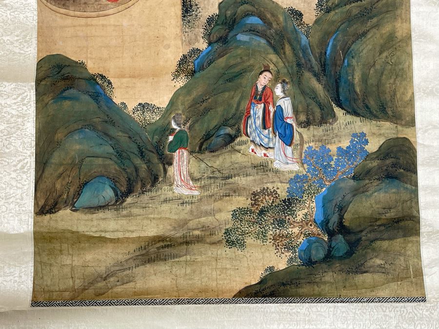 Original Vintage Chinese Scroll Painting - See Photos For Some Damage To Paper 20.5W X 42.5H [Photo 3]