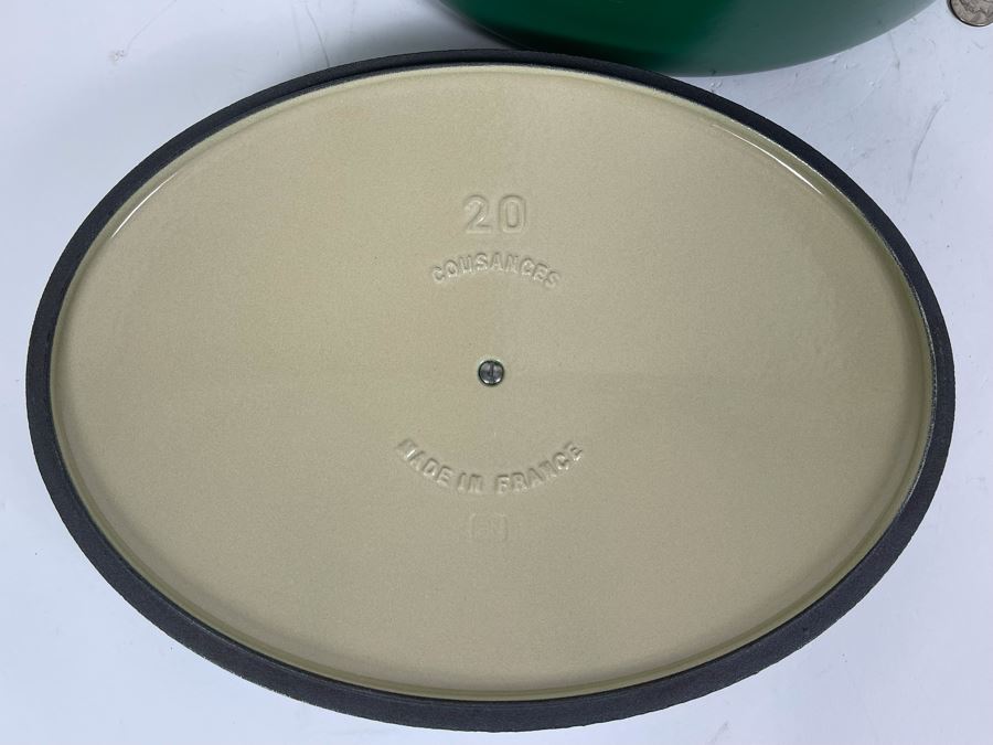 7 Quart Cousances Le Creuset Enameled Oval Cast Iron Dutch Oven #20 Green