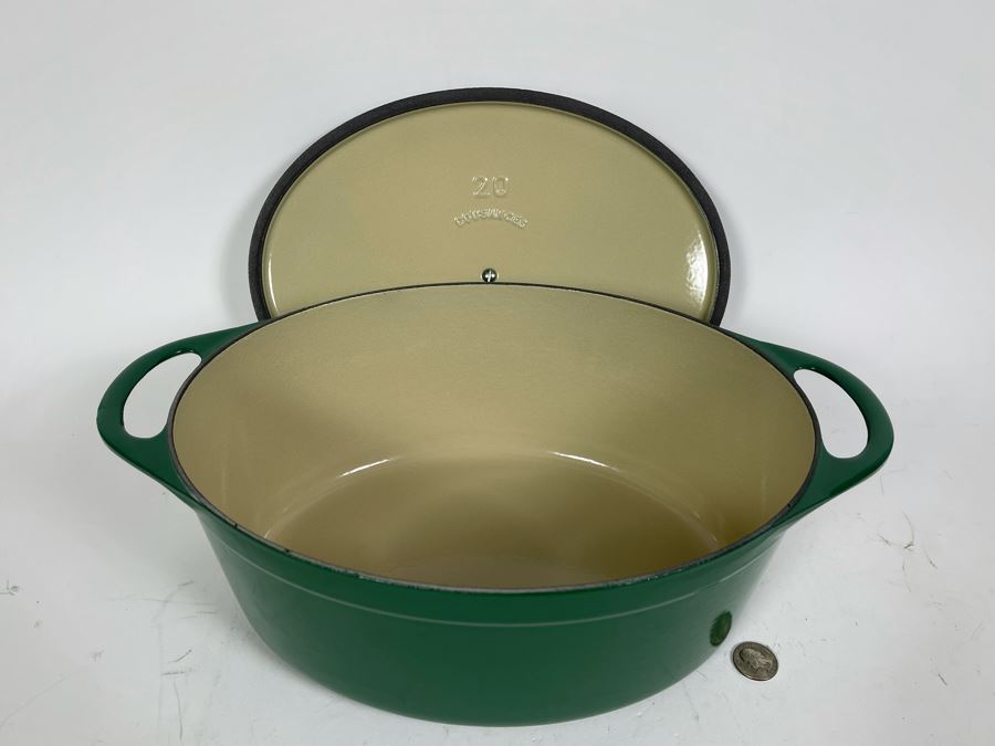7 Quart Cousances Le Creuset Enameled Oval Cast Iron Dutch Oven #20 Green [Photo 3]