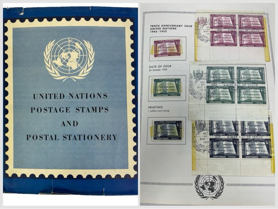 Large Collection Of United Nations Postage Stamps And Postal Stationery Binder Filled With Stamps Approximately 288 Pages 1952 Onward - See Photos For Sampling