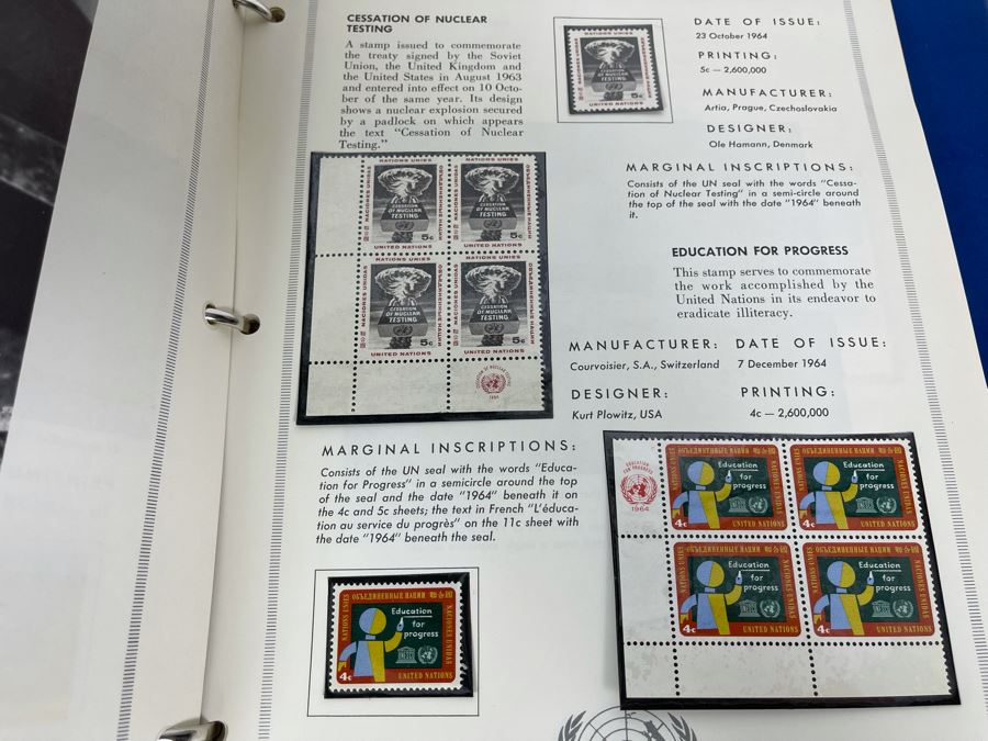 Large Collection Of United Nations Postage Stamps And Postal Stationery Binder Filled With Stamps Approximately 288 Pages 1952 Onward - See Photos For Sampling [Photo 26]