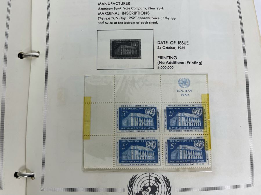 Large Collection Of United Nations Postage Stamps And Postal Stationery Binder Filled With Stamps Approximately 288 Pages 1952 Onward - See Photos For Sampling [Photo 7]