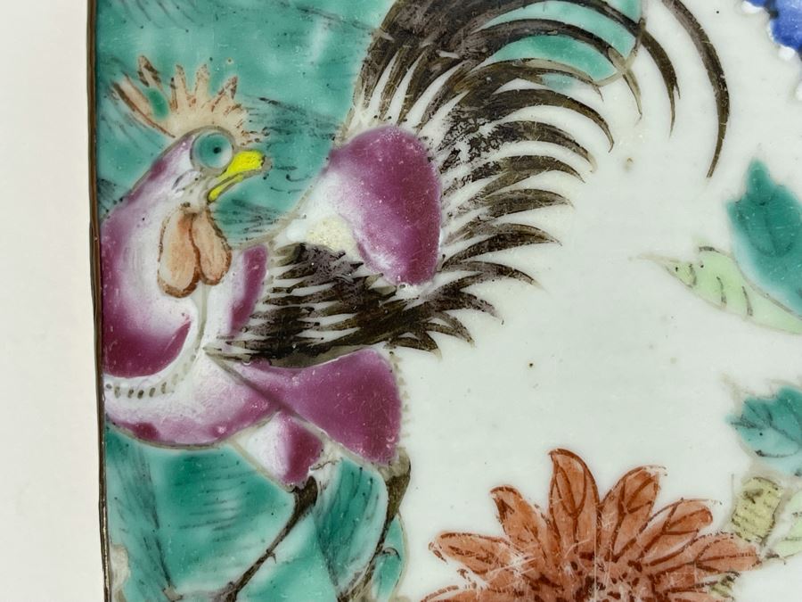 Vintage Chinese Old Porcelain Hand Painted Shard Metal Trinket Box 4W X 5.5L X 2H [Photo 11]