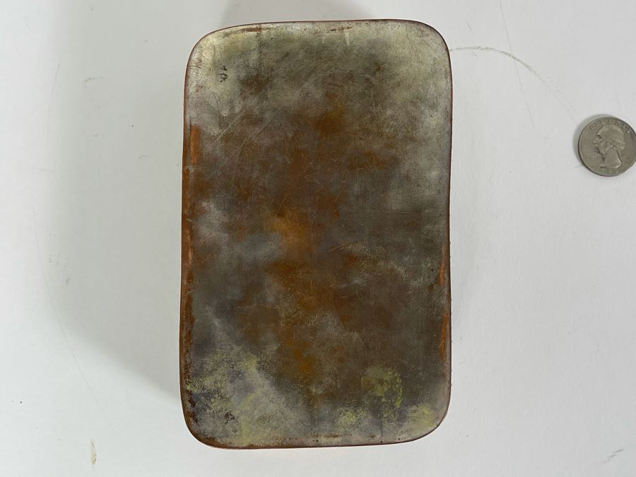 Vintage Chinese Old Porcelain Hand Painted Shard Metal Trinket Box 4W X 6L X 2H [Photo 8]