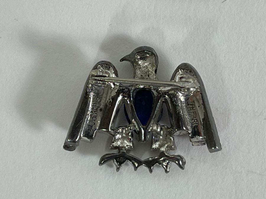 Sterling Silver Inlaid Stone Earrings, Sterling Silver Trifari Eagle Pin And Sterling Silver Chai Pendant 16g Total Weight [Photo 4]