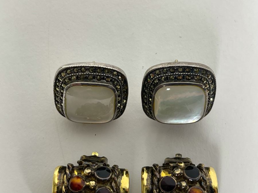 (2) Pairs Of Sterling Silver Earrings 29g [Photo 5]