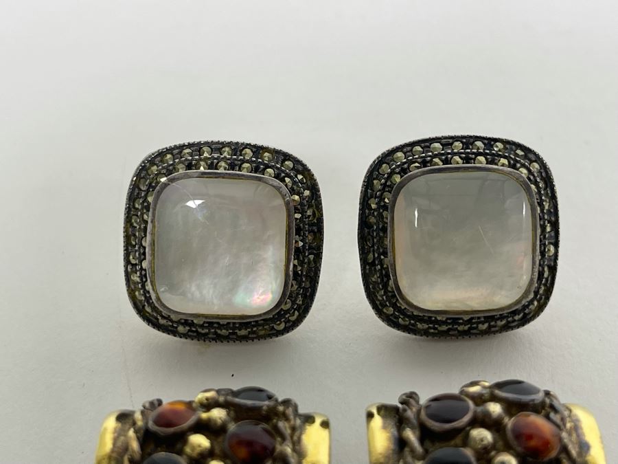 (2) Pairs Of Sterling Silver Earrings 29g [Photo 4]