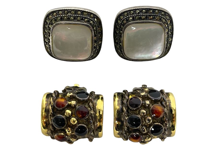 (2) Pairs Of Sterling Silver Earrings 29g [Photo 2]