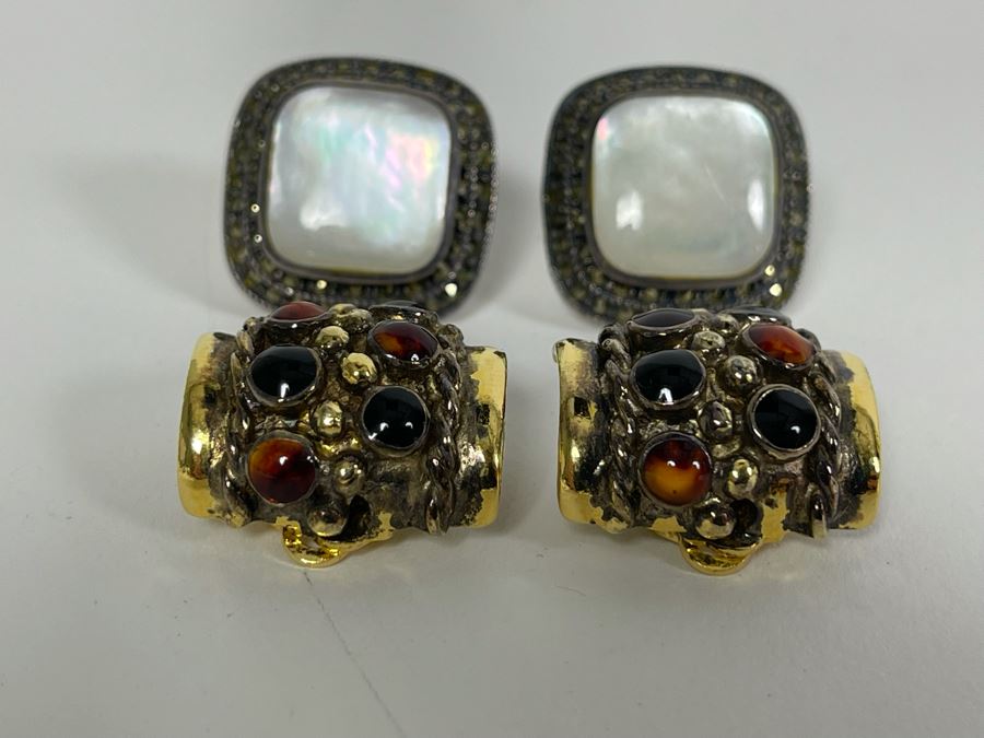 (2) Pairs Of Sterling Silver Earrings 29g [Photo 3]