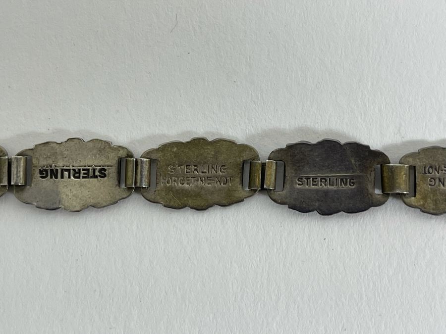 Vintage Sterling Silver USN Forget-Me-Not Bracelet 14g [Photo 12]