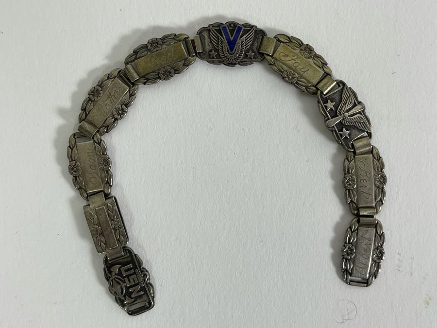 Vintage Sterling Silver USN Forget-Me-Not Bracelet 14g [Photo 4]