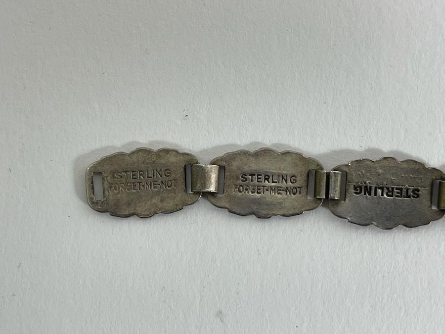 Vintage Sterling Silver USN Forget-Me-Not Bracelet 14g [Photo 11]