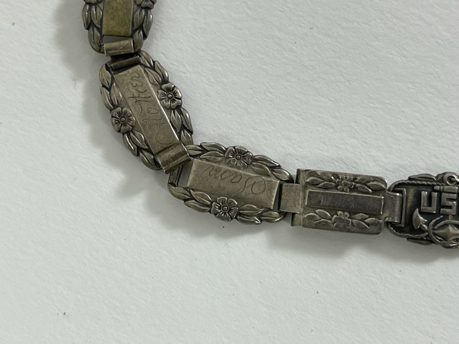 Vintage Sterling Silver USN Forget-Me-Not Bracelet 14g [Photo 6]
