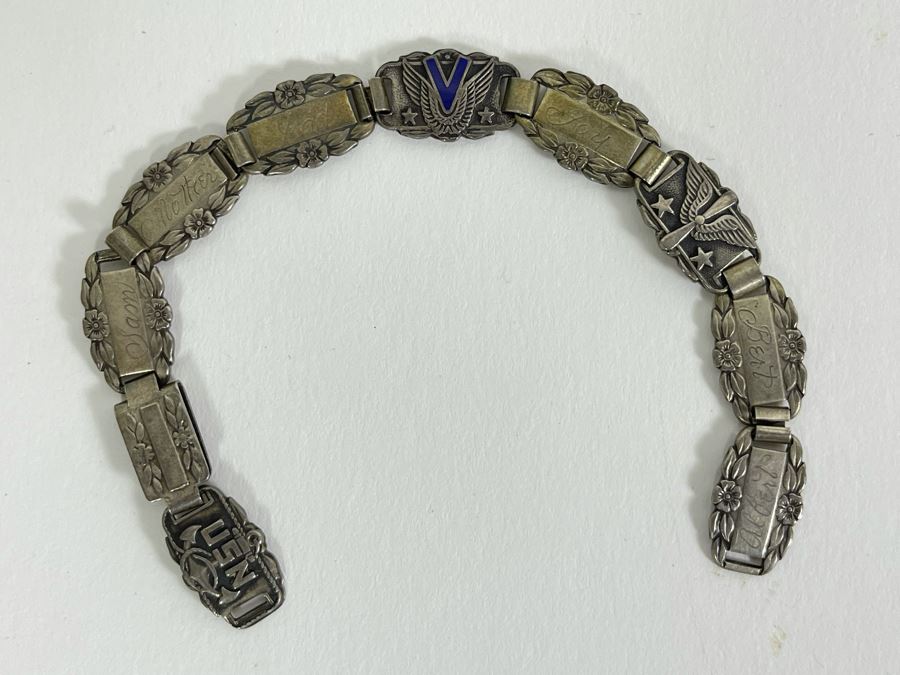 Vintage Sterling Silver USN Forget-Me-Not Bracelet 14g [Photo 2]