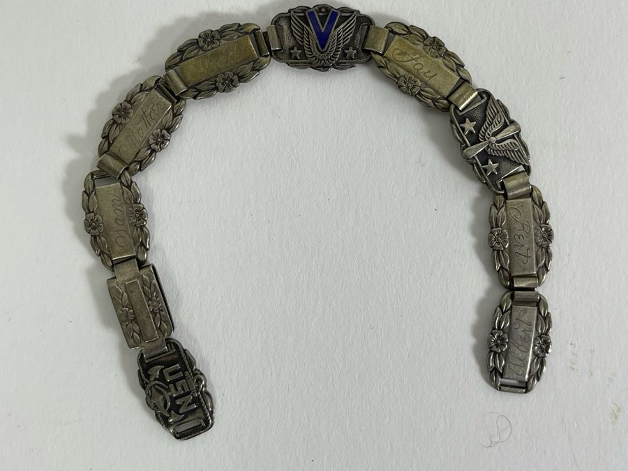 Vintage Sterling Silver USN Forget-Me-Not Bracelet 14g [Photo 3]