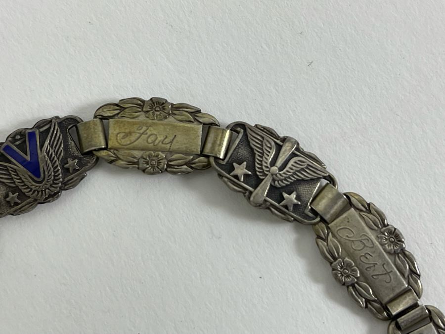 Vintage Sterling Silver USN Forget-Me-Not Bracelet 14g [Photo 8]