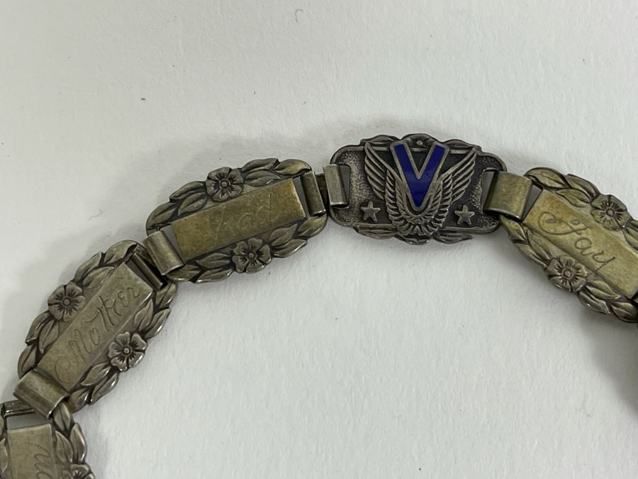 Vintage Sterling Silver USN Forget-Me-Not Bracelet 14g [Photo 7]