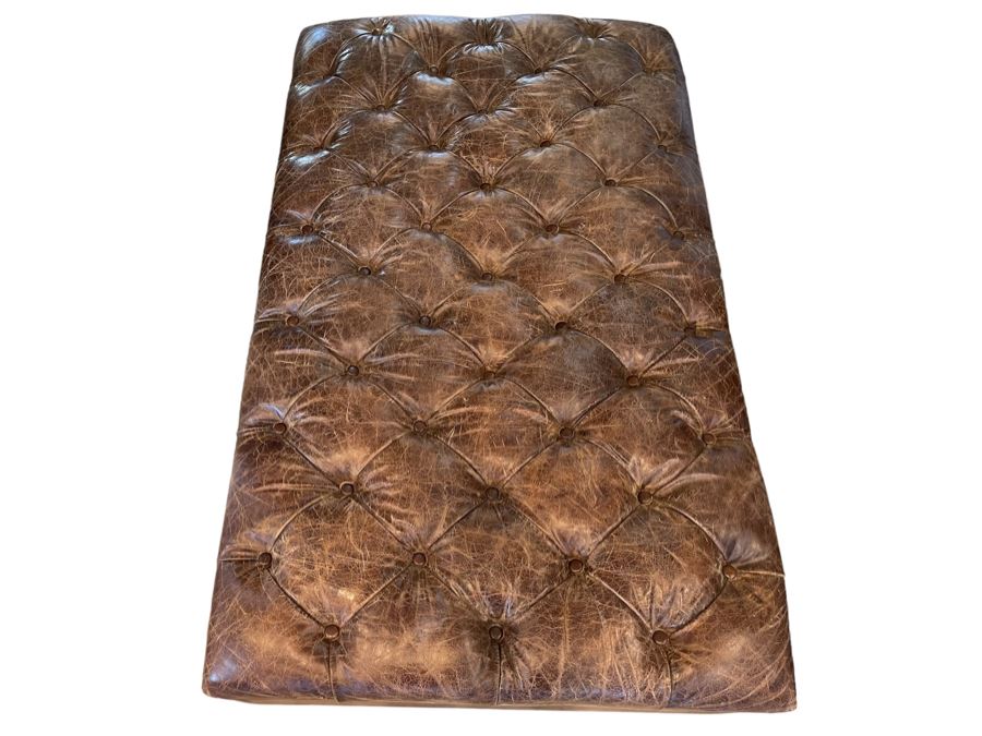 Restoration Hardware Tufted Leather Large Ottoman 60W X 36D X 17H [Photo 3]