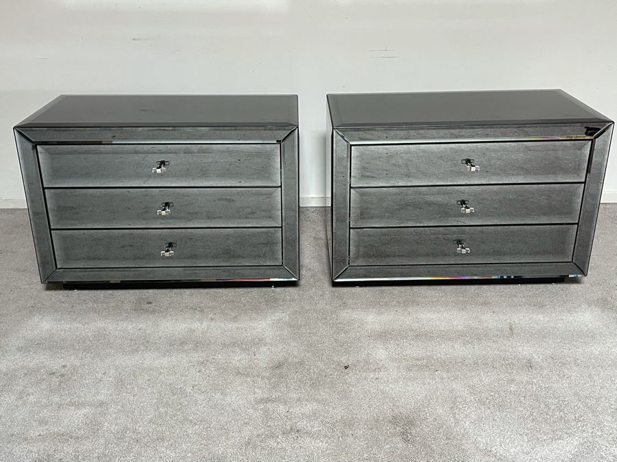 Pair Of Mirrored 3-Drawer Dressers Chest Of Drawers 36W X 20D X 25H [Photo 3]