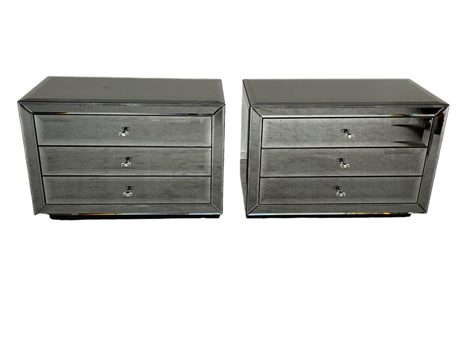 Pair Of Mirrored 3-Drawer Dressers Chest Of Drawers 36W X 20D X 25H [Photo 2]