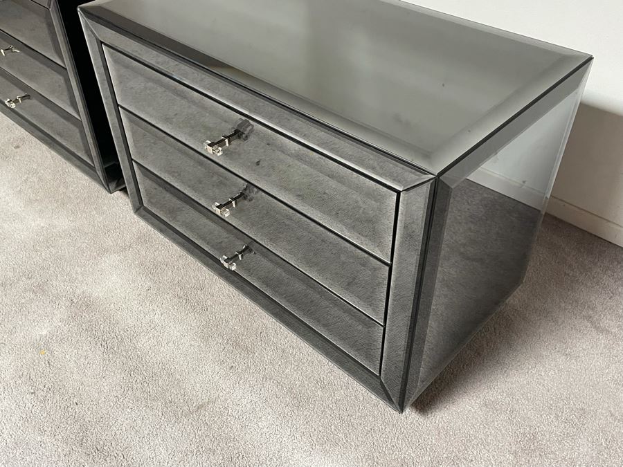 Pair Of Mirrored 3-Drawer Dressers Chest Of Drawers 36W X 20D X 25H [Photo 9]