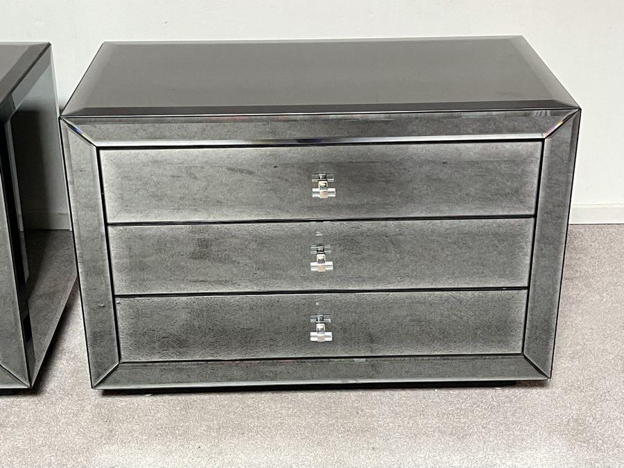 Pair Of Mirrored 3-Drawer Dressers Chest Of Drawers 36W X 20D X 25H [Photo 4]