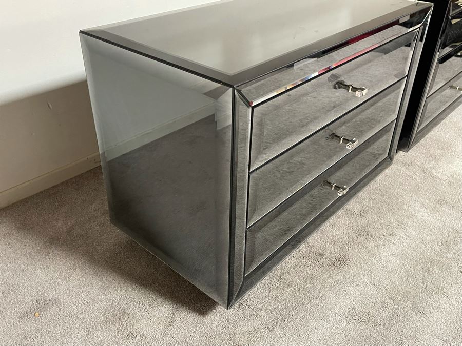 Pair Of Mirrored 3-Drawer Dressers Chest Of Drawers 36W X 20D X 25H [Photo 10]