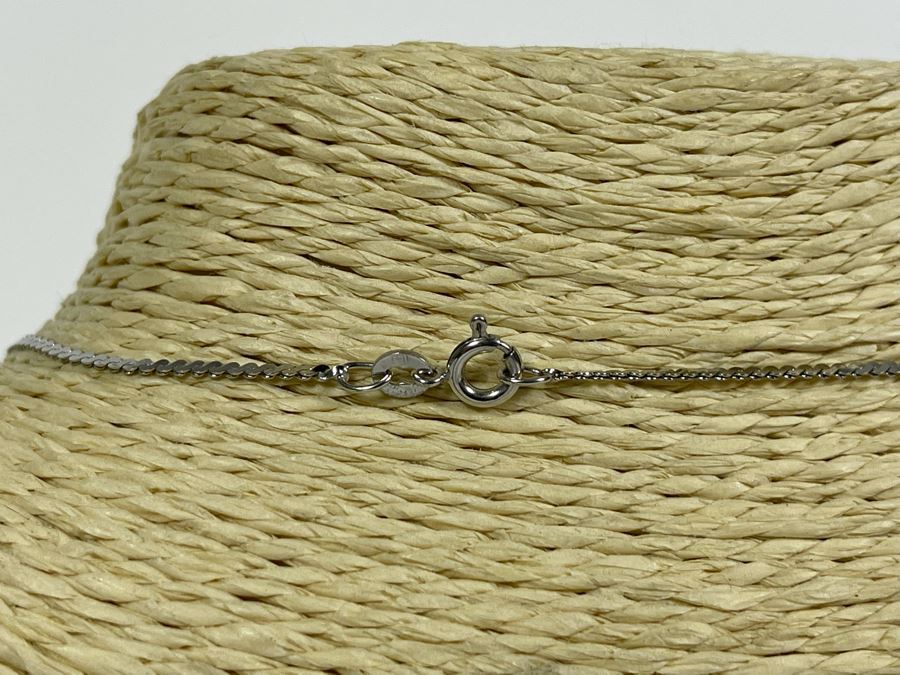 8K (333) White Gold 18' Italian Necklace 2g With Base Metal Pearl Pendant [Photo 5]