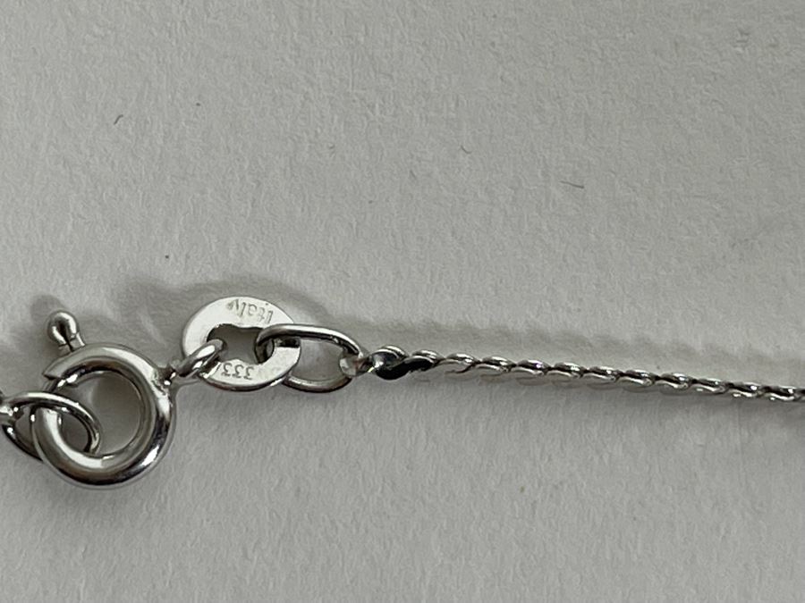 8K (333) White Gold 18' Italian Necklace 2g With Base Metal Pearl Pendant [Photo 9]