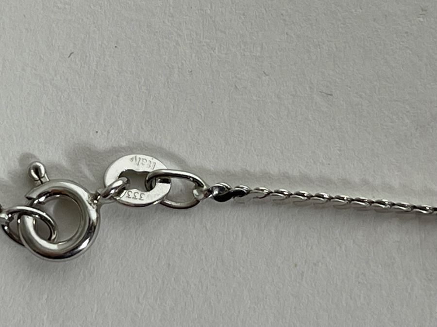 8K (333) White Gold 18' Italian Necklace 2g With Base Metal Pearl Pendant [Photo 8]