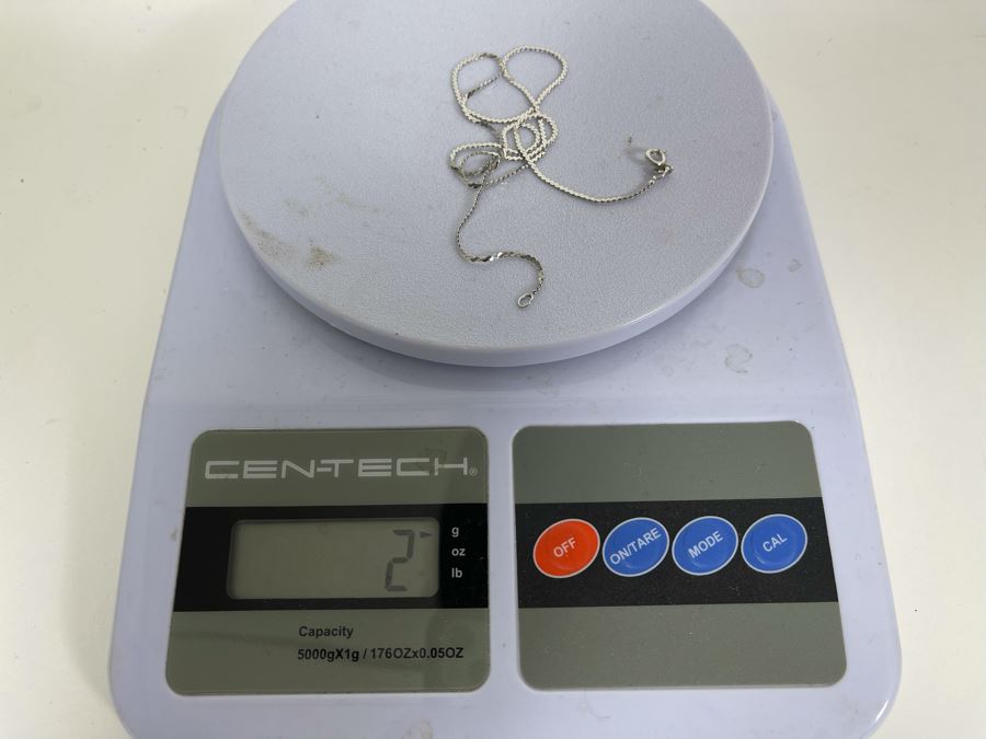 8K (333) White Gold 18' Italian Necklace 2g With Base Metal Pearl Pendant [Photo 7]