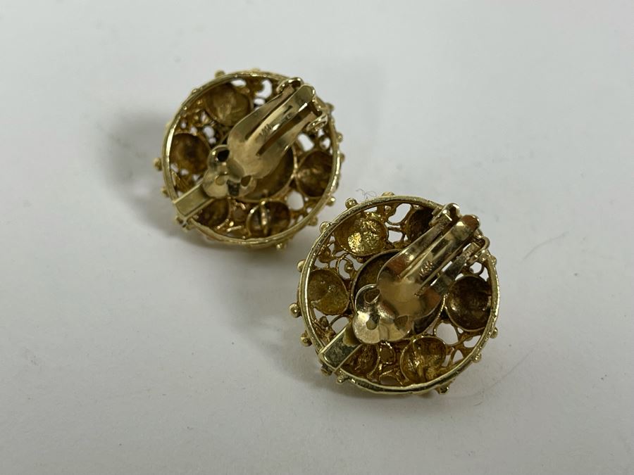 14K Gold Pearl Earrings 12g