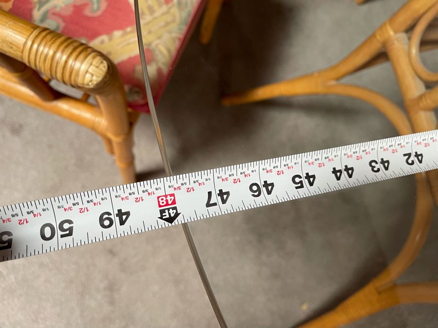 Vintage Bamboo / Rattan Dining Table 48R X 28H With Six Armchairs [Photo 13]