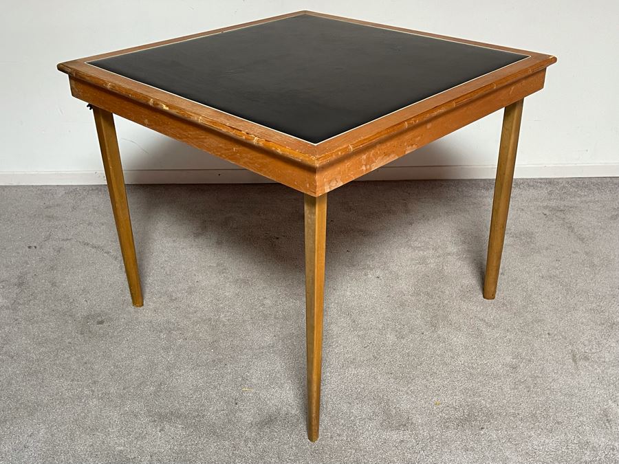 Vintage Wooden Folding Card Table With Bamboo Design 33W X 29H [Photo 4]