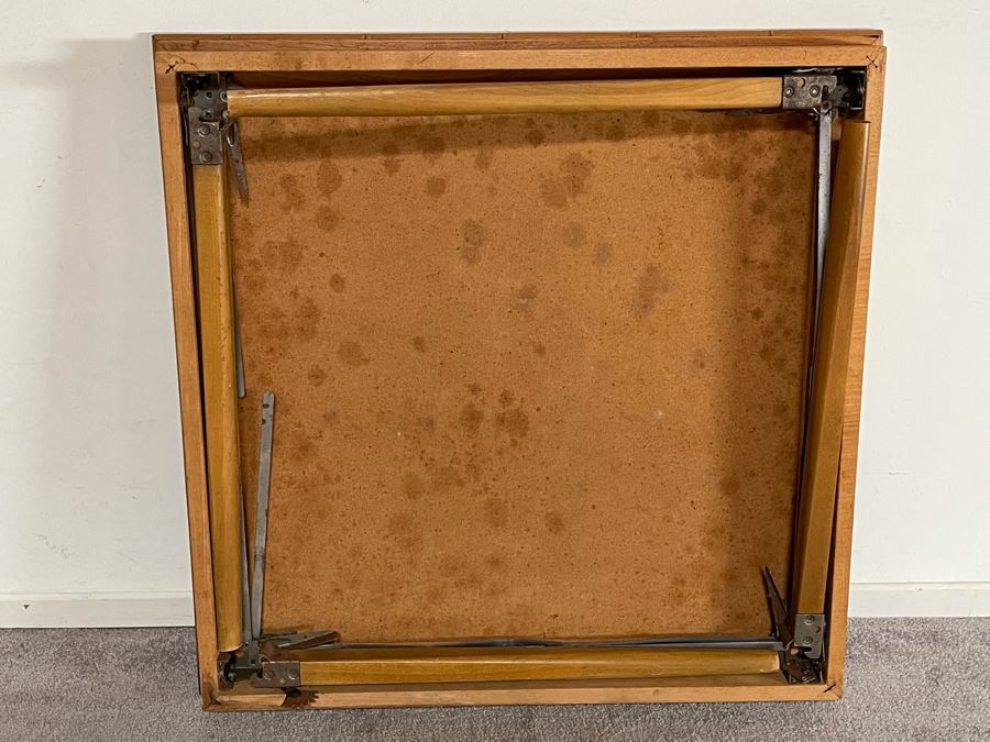 Vintage Wooden Folding Card Table With Bamboo Design 33W X 29H [Photo 9]