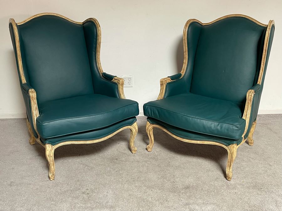Pair Of Vintage Wingback Armchairs 28W X 25D X 42H