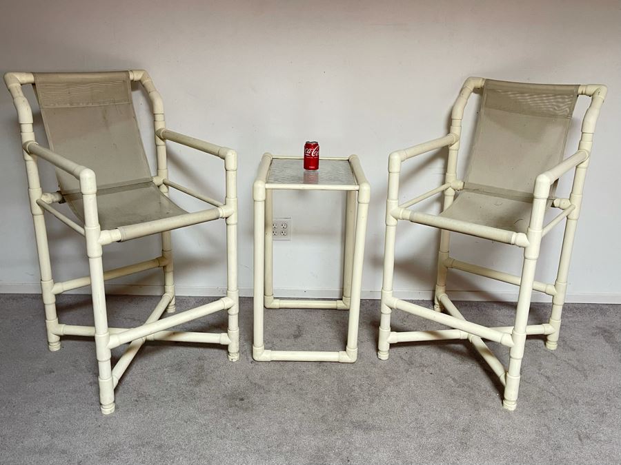 Outdoor Furniture Set With Pair Of Bar Height Armchairs 23.5W X 32D X