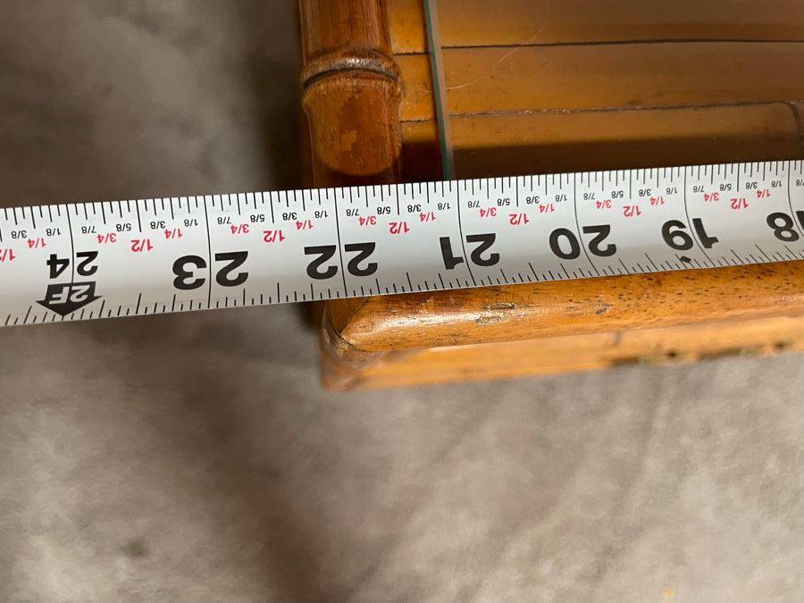 Vintage Hollywood Regency Side Table Cabinet With Glass Top 22W X 15D X 22H [Photo 8]