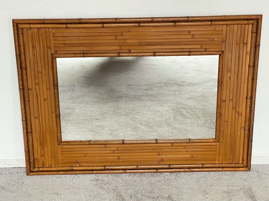 Wooden Bamboo Motif Wall Mirror 41 X 29.5 [Photo 3]