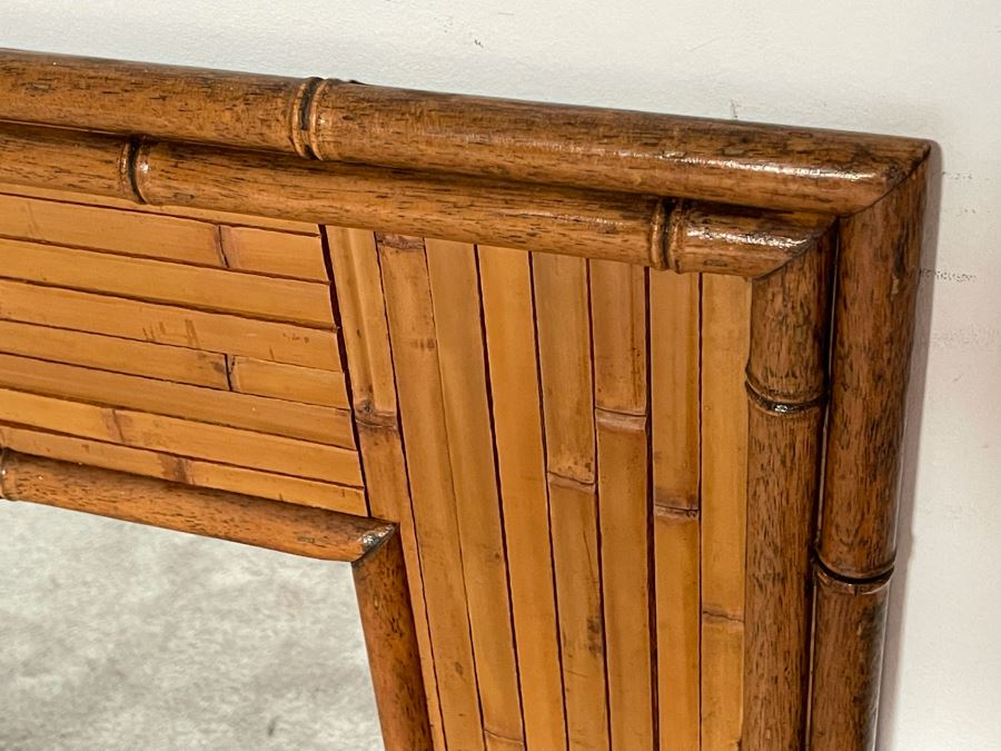 Wooden Bamboo Motif Wall Mirror 41 X 29.5 [Photo 4]